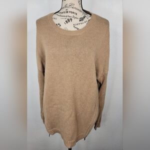 Bcbgmaxazria Tunic Sweater Top Large Side Zipper Long Sleeve Tan